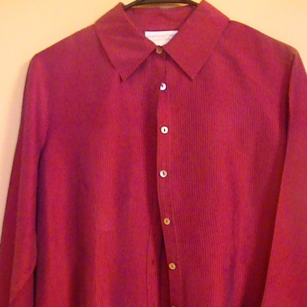 Silk button down shirt Worthingon plum pinstripe